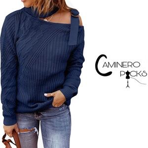 NWT Asymetrical cold shoulder turtle neck knit sweater top, with detail on strap